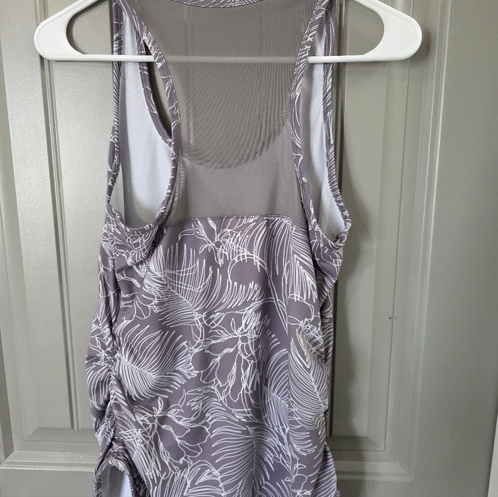 Calia Womans Small Gray Floral Racerback Tank Top Athletic - Picture 3 of 4